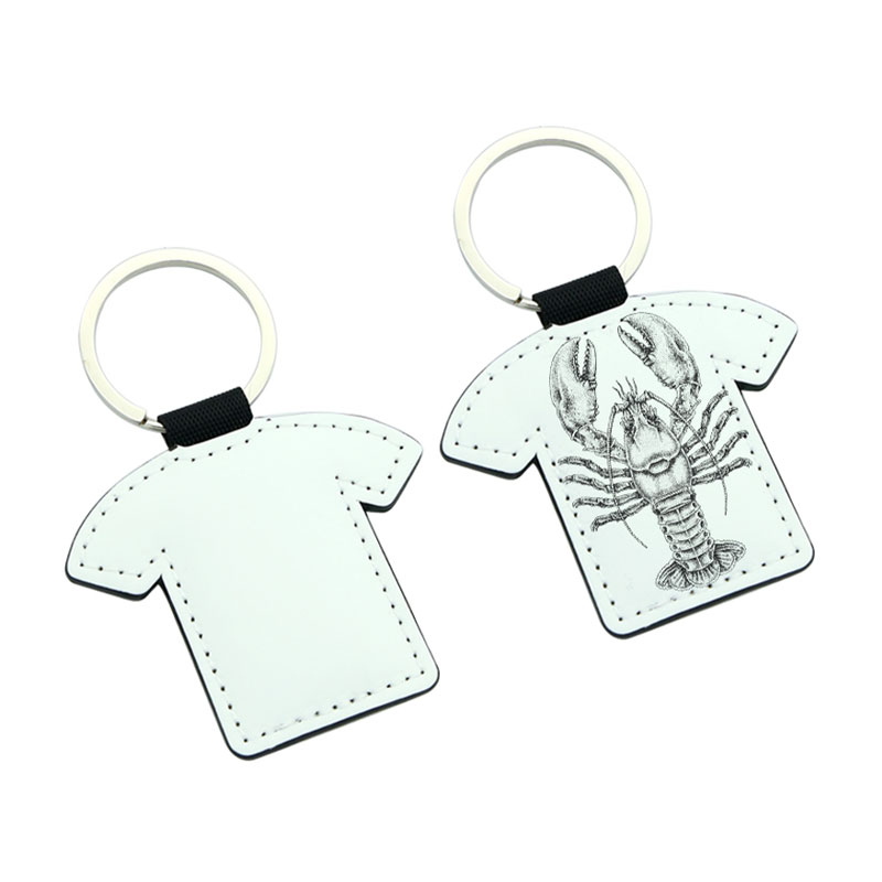 Porte-clés en forme de T-shirt en cuir PU par sublimation - Impression double face