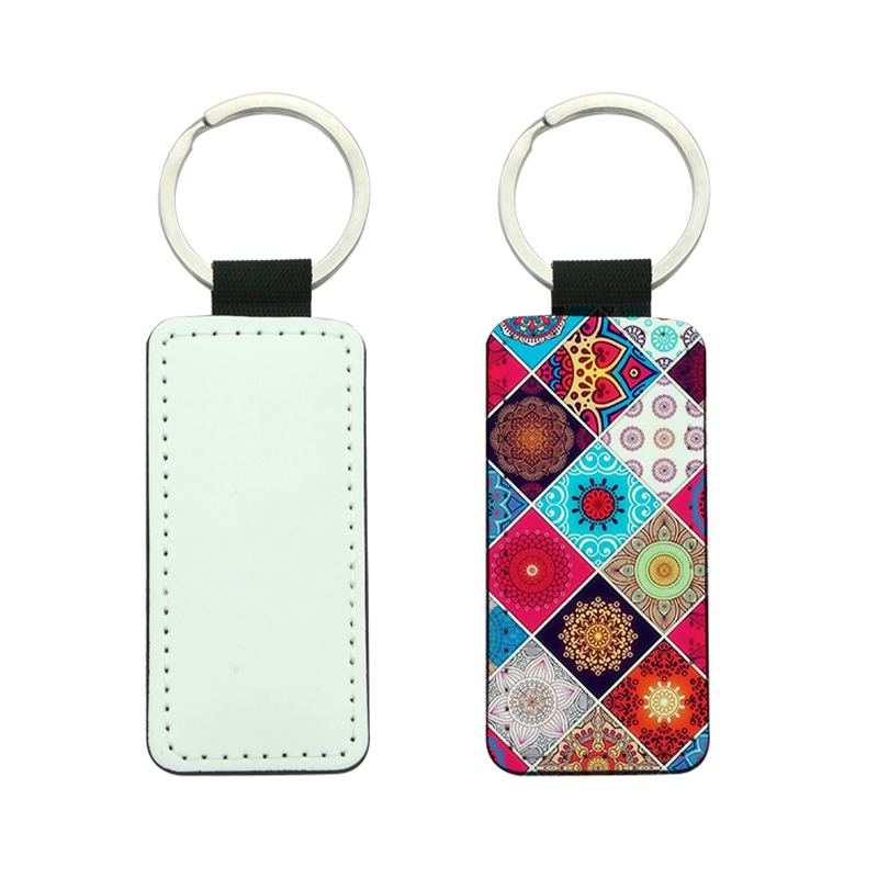 Porte-clés rectangulaire en cuir PU par sublimation - Impression double face