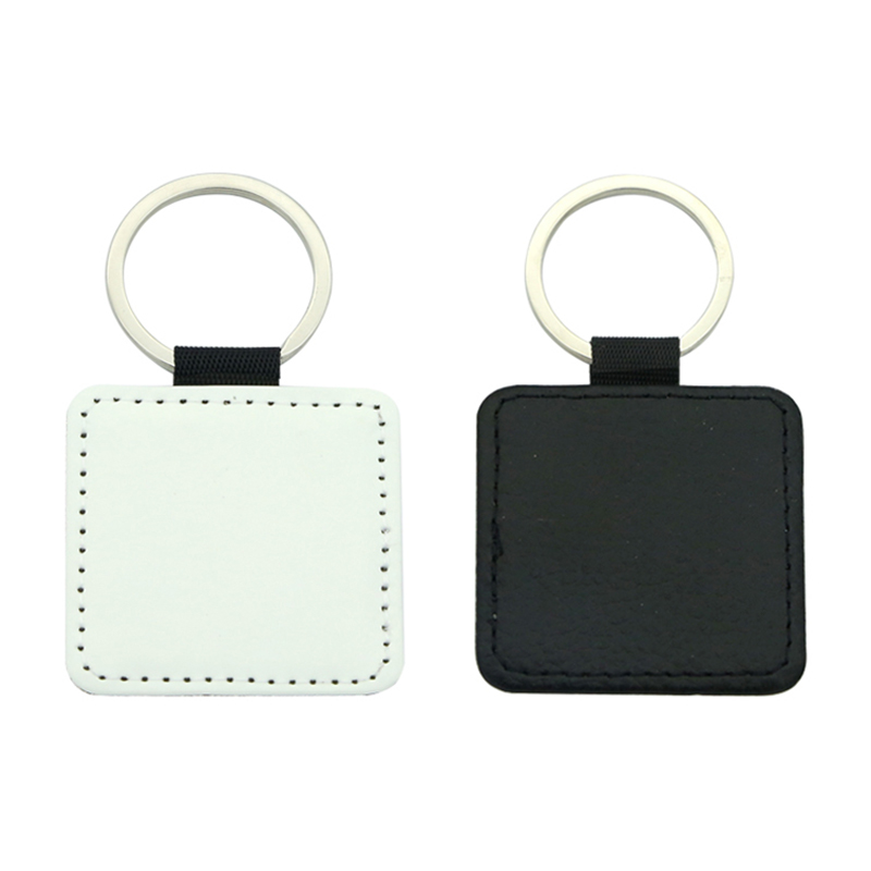 Porte-clés carré en cuir PU par sublimation - Impression simple face