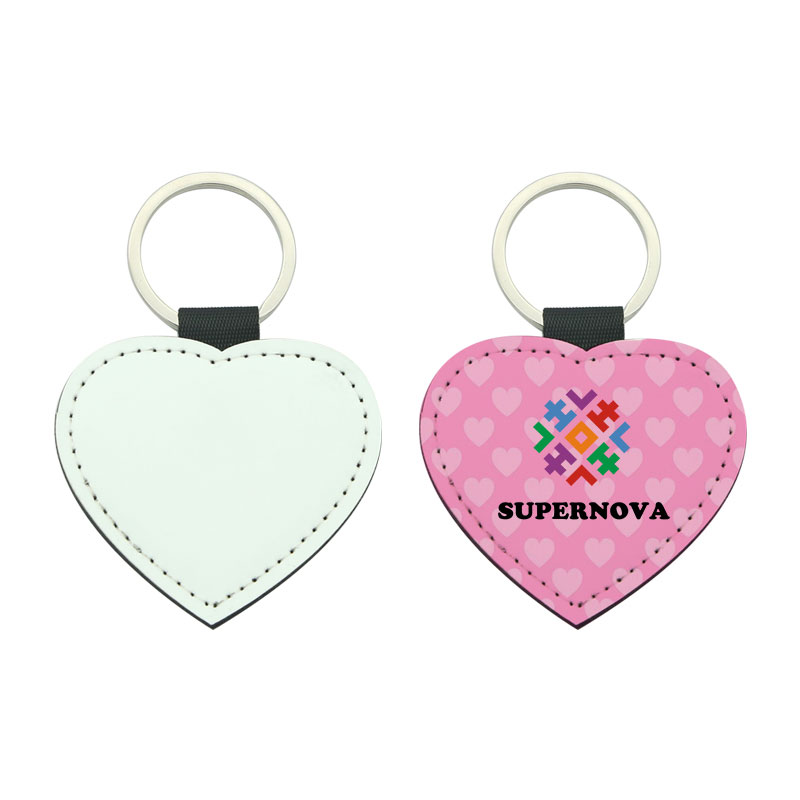 Sublimation PU Leather Heart Keyring - Single Sided Printing
