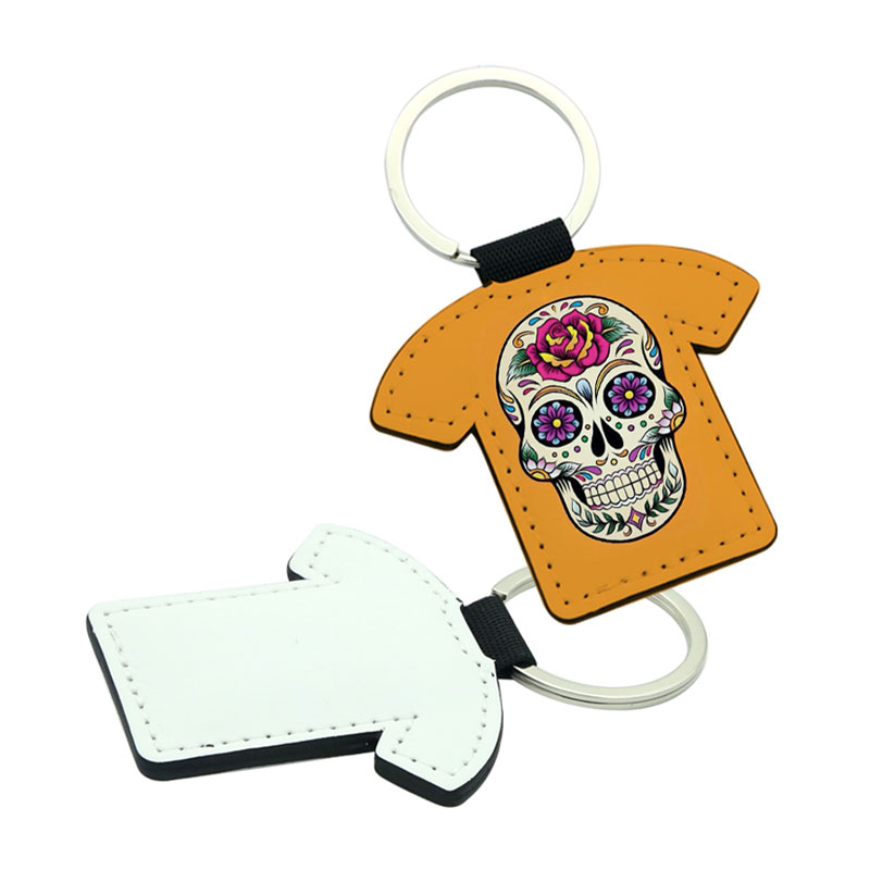 Porte-clés en forme de T-shirt en cuir PU par sublimation - Impression double face