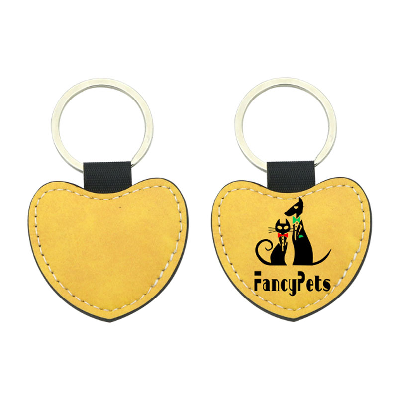 Sublimation PU Leather Heart Keyring - Single Sided Printing