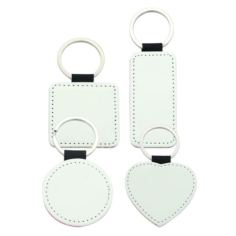 Porte-clés carré en similicuir scintillant par sublimation - Impression simple face