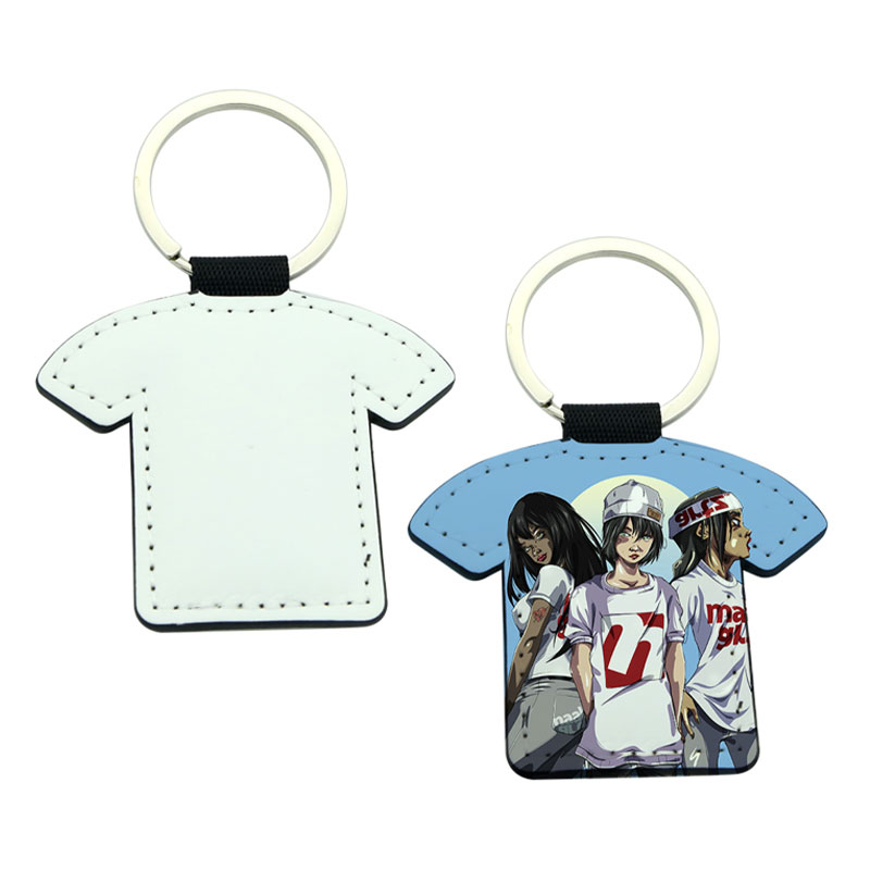 Porte-clés en forme de T-shirt en cuir PU par sublimation - Impression double face