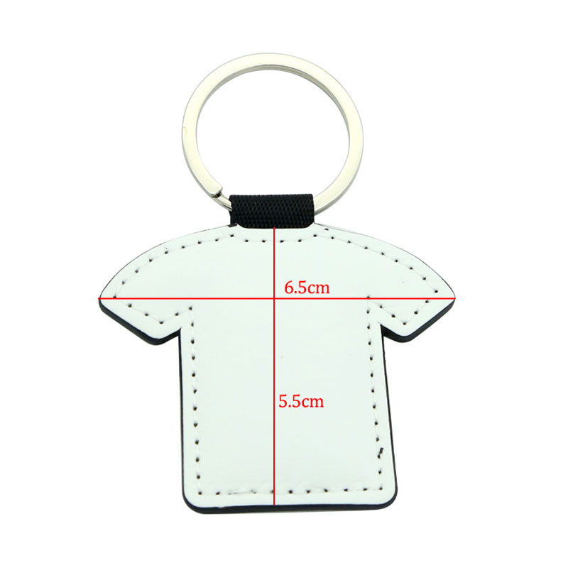 Porte-clés en forme de T-shirt en cuir PU par sublimation - Impression double face