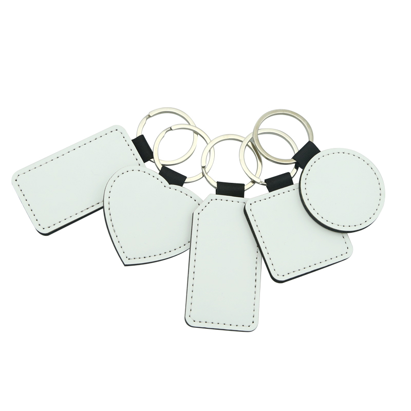 Porte-clés rond en cuir PU par sublimation - Impression simple face