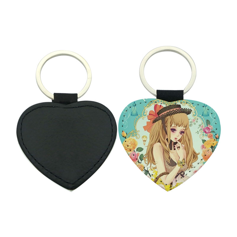 Sublimation PU Leather Heart Keyring - Single Sided Printing