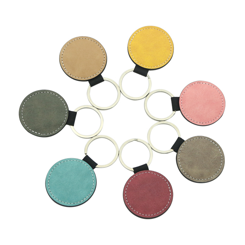 Porte-clés rond en cuir Pu par sublimation - Impression double face Porte-clés rond en cuir Pu par sublimation - Impression double face