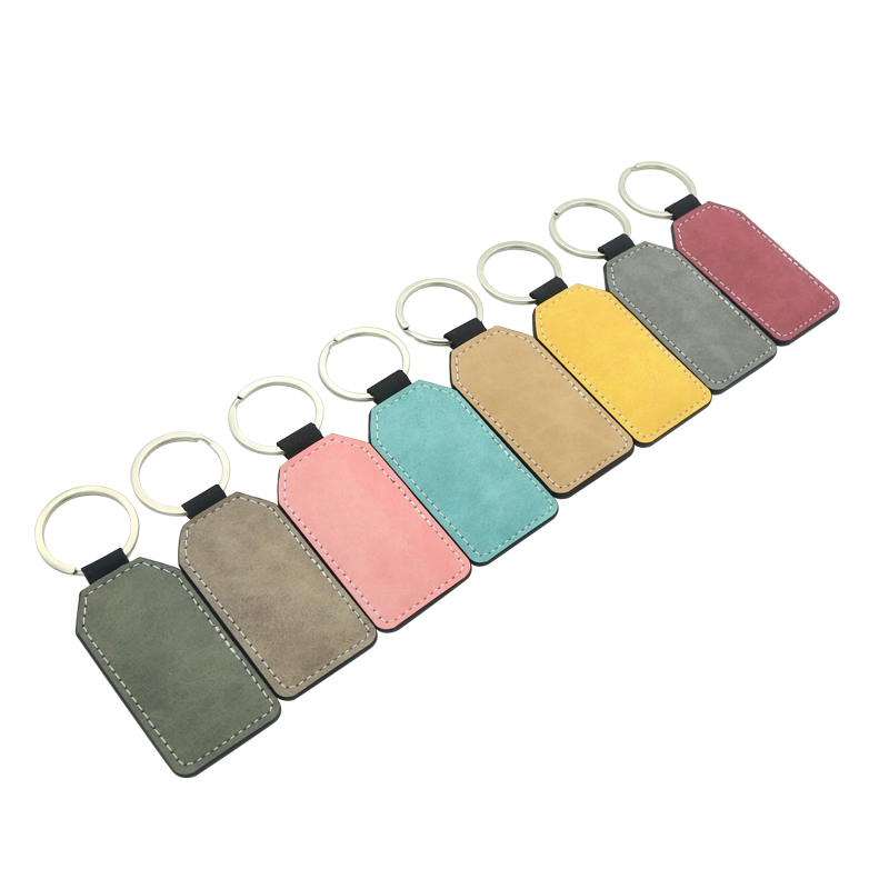 Porte-clés rectangulaire en cuir PU par sublimation - Impression double face