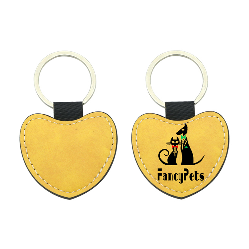 Porte-clés coeur en cuir PU par sublimation - Impression double face