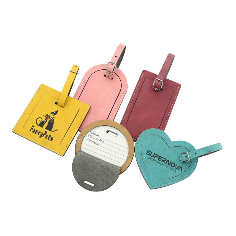 Étiquette de bagage en cuir PU double face colorée par sublimation - Rectangle