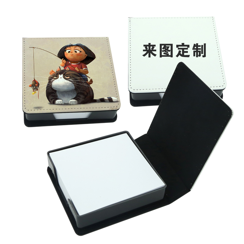 Boîte de notes autocollantes en similicuir pour sublimation - Carrée