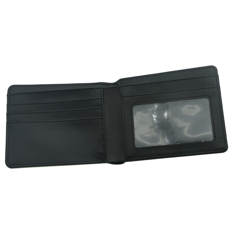 Portefeuille à deux volets en similicuir par sublimation pour hommes avec fenêtre photo Portefeuille à deux volets en similicuir par sublimation pour hommes avec fenêtre photo