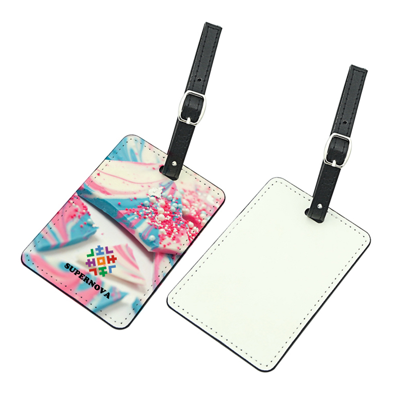 Étiquette de bagage en cuir PU par sublimation - Imprimable sur un seul côté