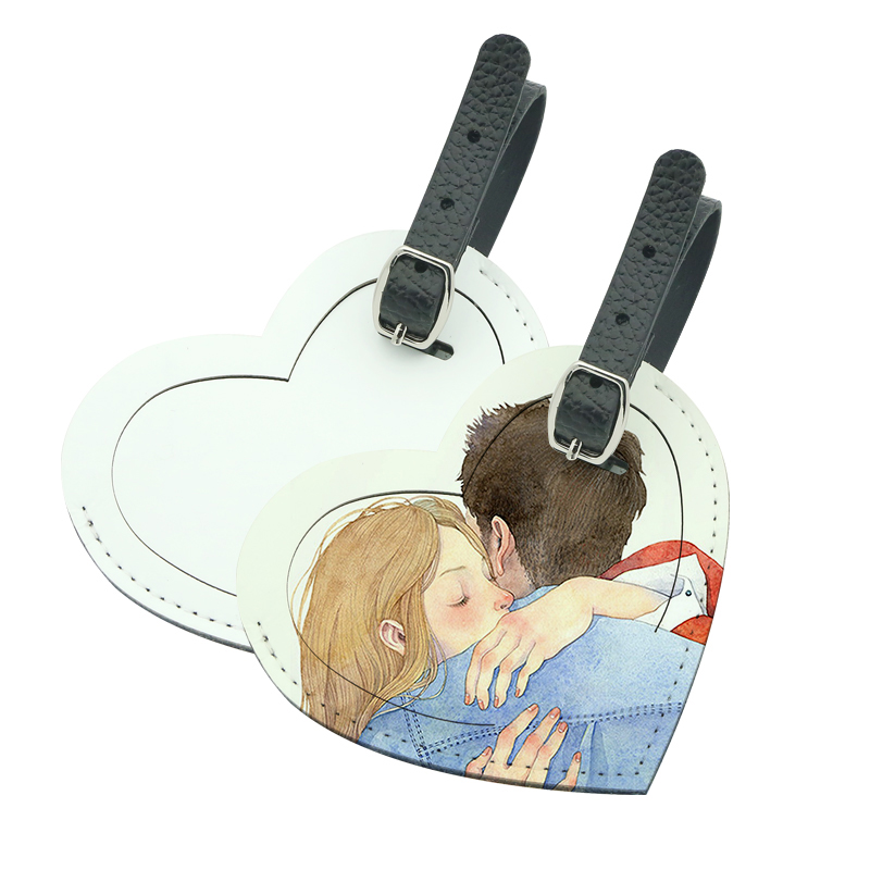 Étiquette de bagage en cuir PU par sublimation - Imprimable sur un seul côté