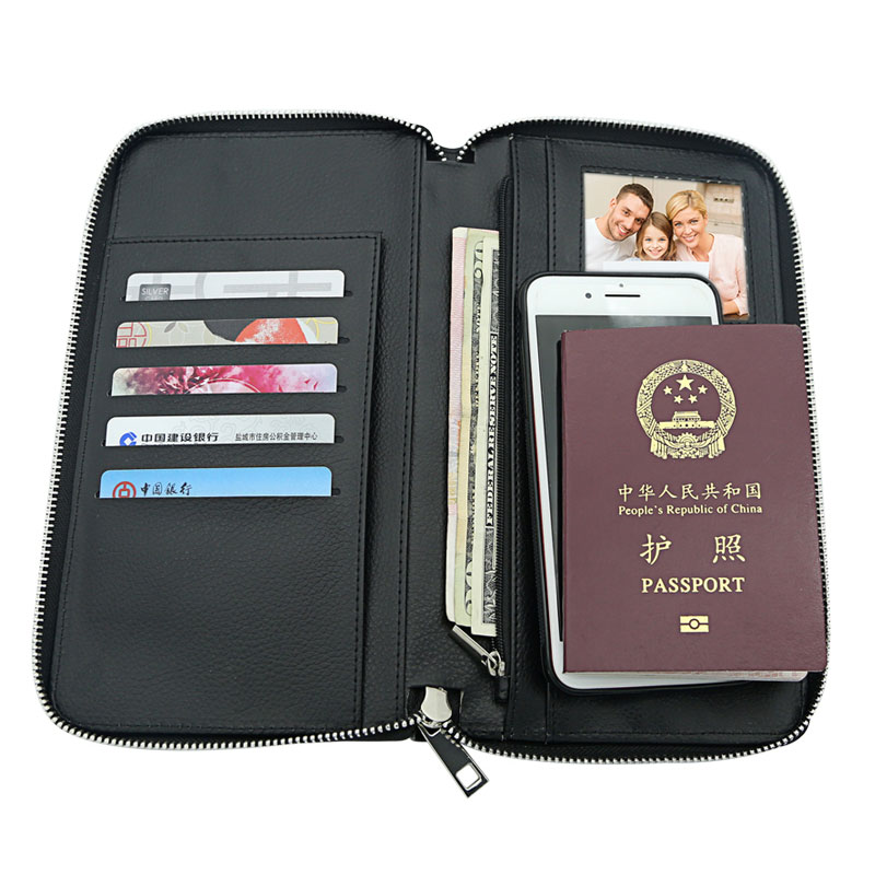 Porte-passeport en similicuir par sublimation avec fermeture éclair et intérieur en cuir PU