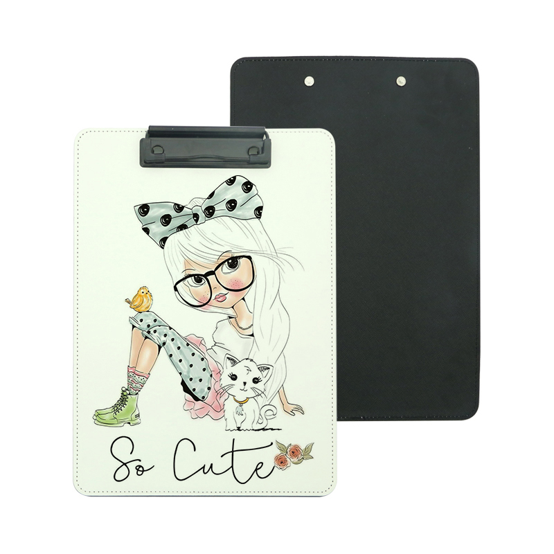 Presse-papiers en cuir PU par sublimation avec clip en métal - A4