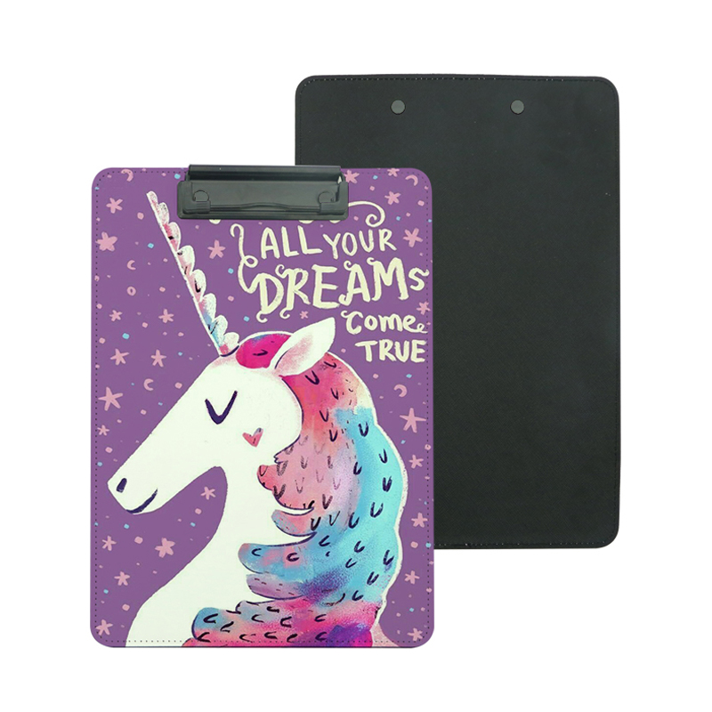 Presse-papiers en cuir PU par sublimation avec clip en métal - A4