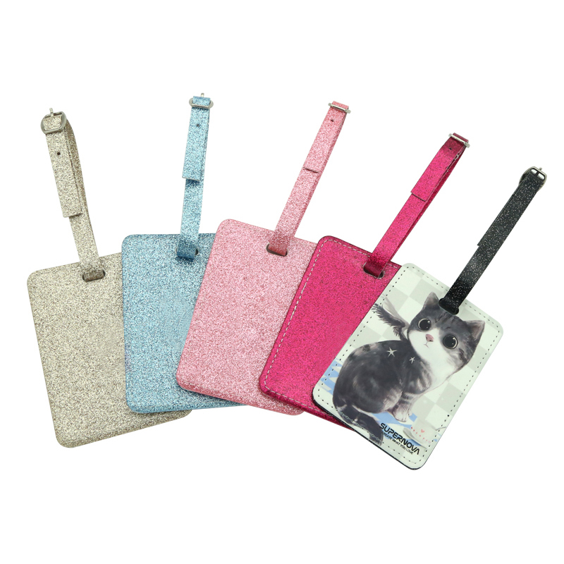 Étiquette de bagage en cuir pailleté par sublimation - Imprimable sur un seul côté