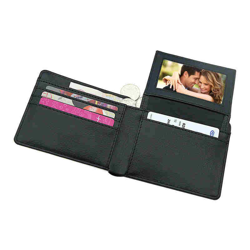 Portefeuille à deux volets en similicuir par sublimation pour hommes avec porte-cartes Portefeuille à deux volets en similicuir par sublimation pour hommes avec porte-cartes