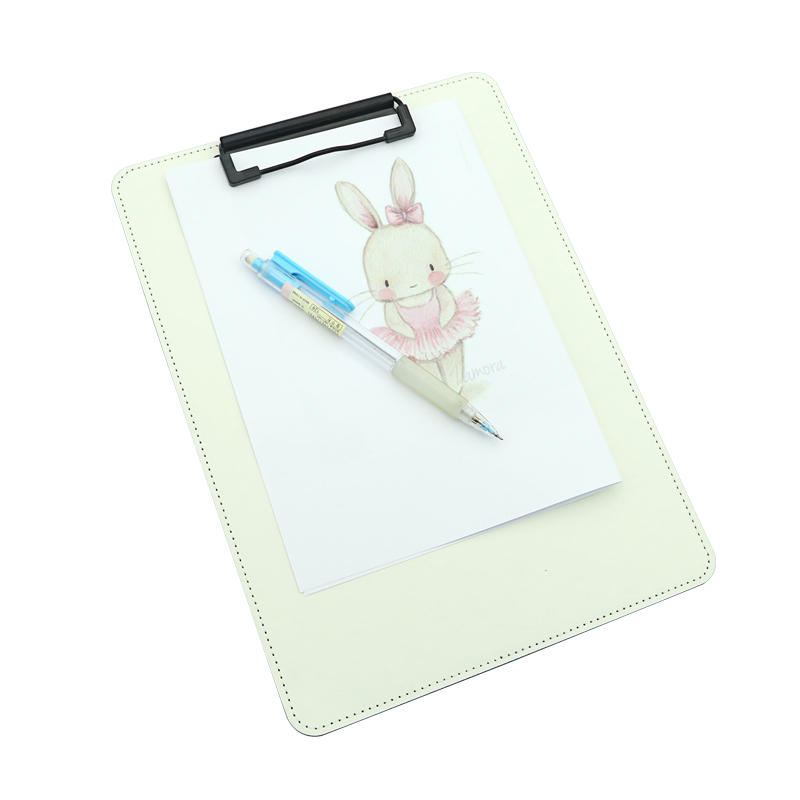Presse-papiers en cuir PU par sublimation avec clip en métal - A4