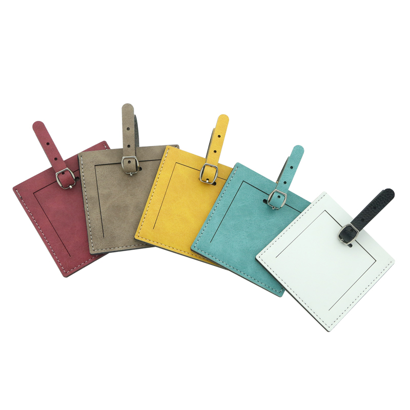 Étiquette de bagage en cuir PU double face colorée par sublimation - Carrée
