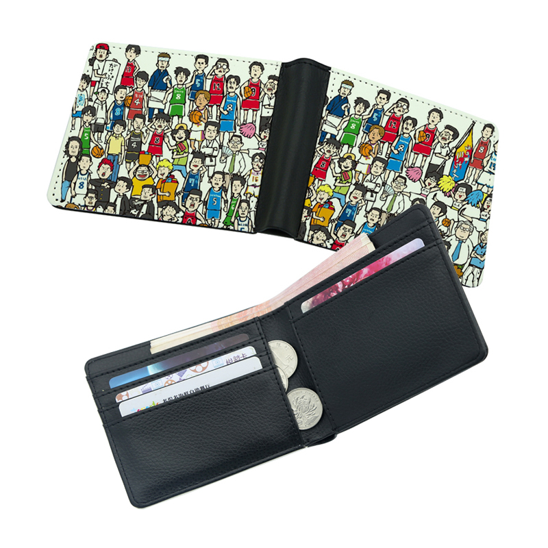 Portefeuille à deux volets en similicuir par sublimation pour hommes avec impression recto-verso Portefeuille à deux volets en similicuir par sublimation pour hommes avec impression recto-verso
