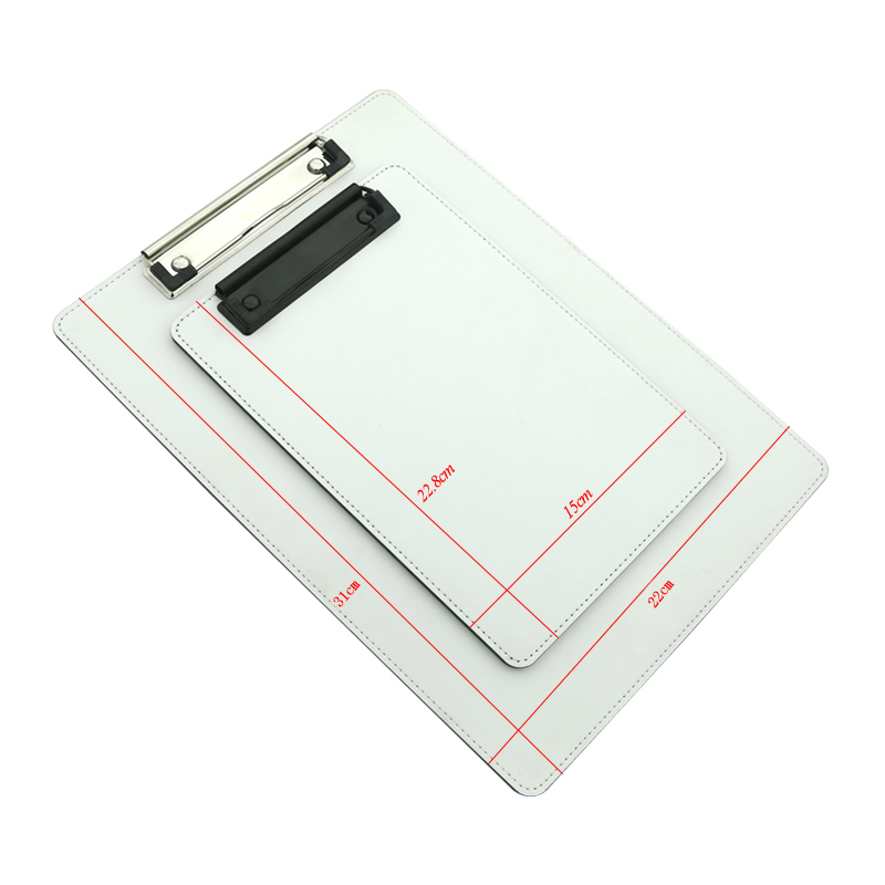 Presse-papiers en cuir PU par sublimation avec clip en métal - A4