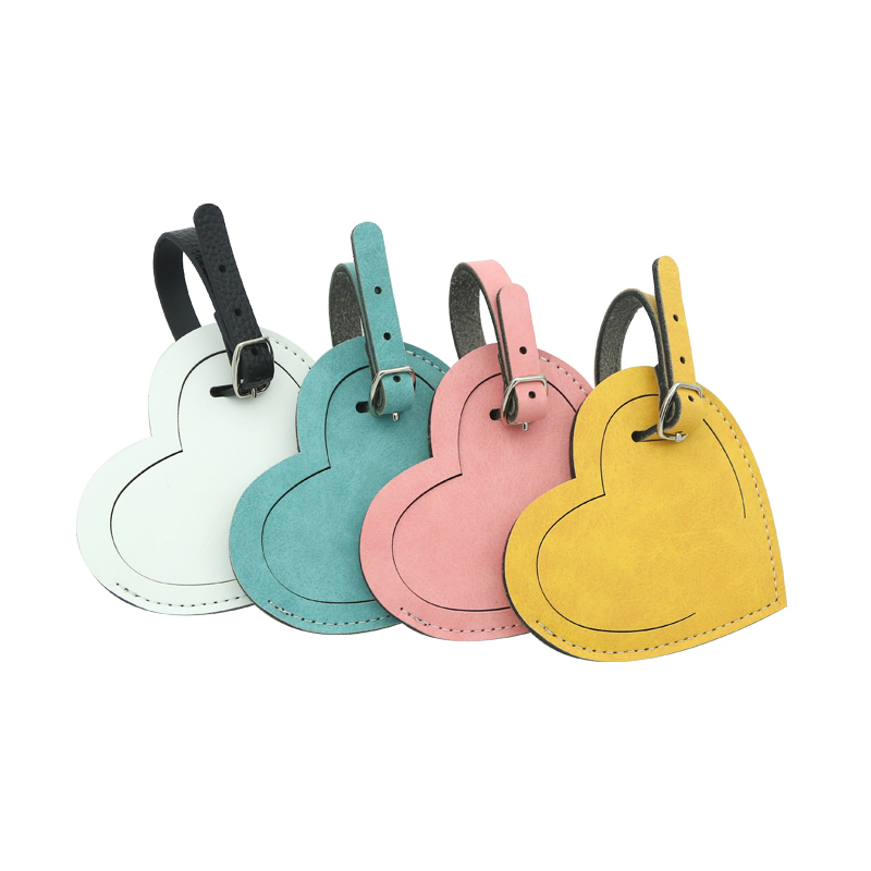 Étiquette de bagage en cuir PU double face colorée par sublimation - Cœur