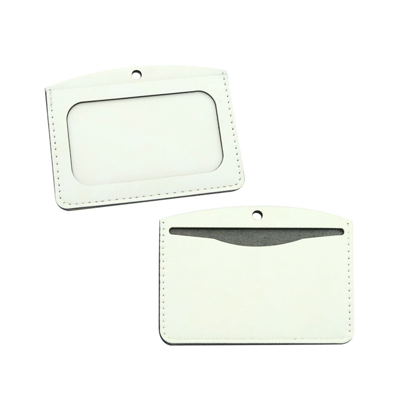Porte-badge d'identification en similicuir par sublimation - Double couche de carte horizontale