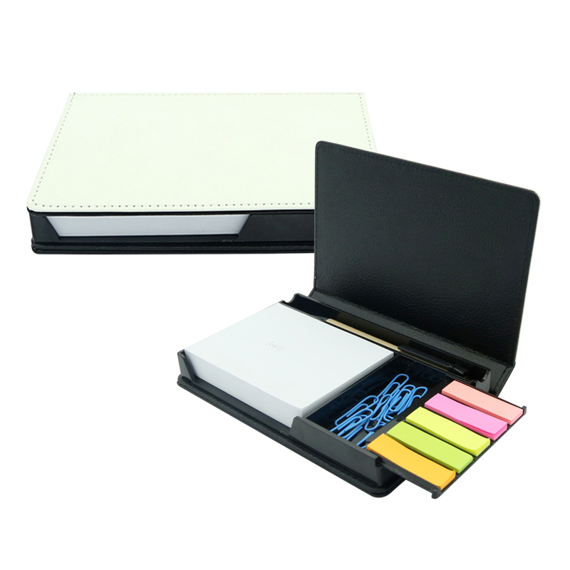 Boîte de notes autocollantes en similicuir par sublimation - Rectangulaire