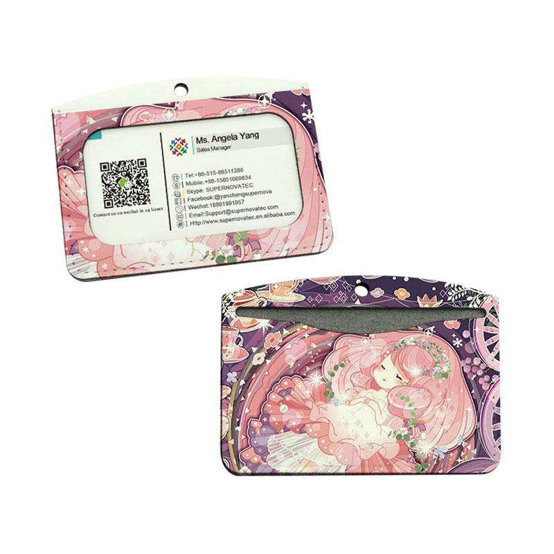 Porte-badge d'identification en similicuir par sublimation - Double couche de carte horizontale
