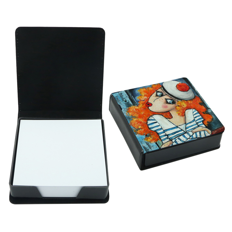 Boîte de notes autocollantes en similicuir pour sublimation - Carrée