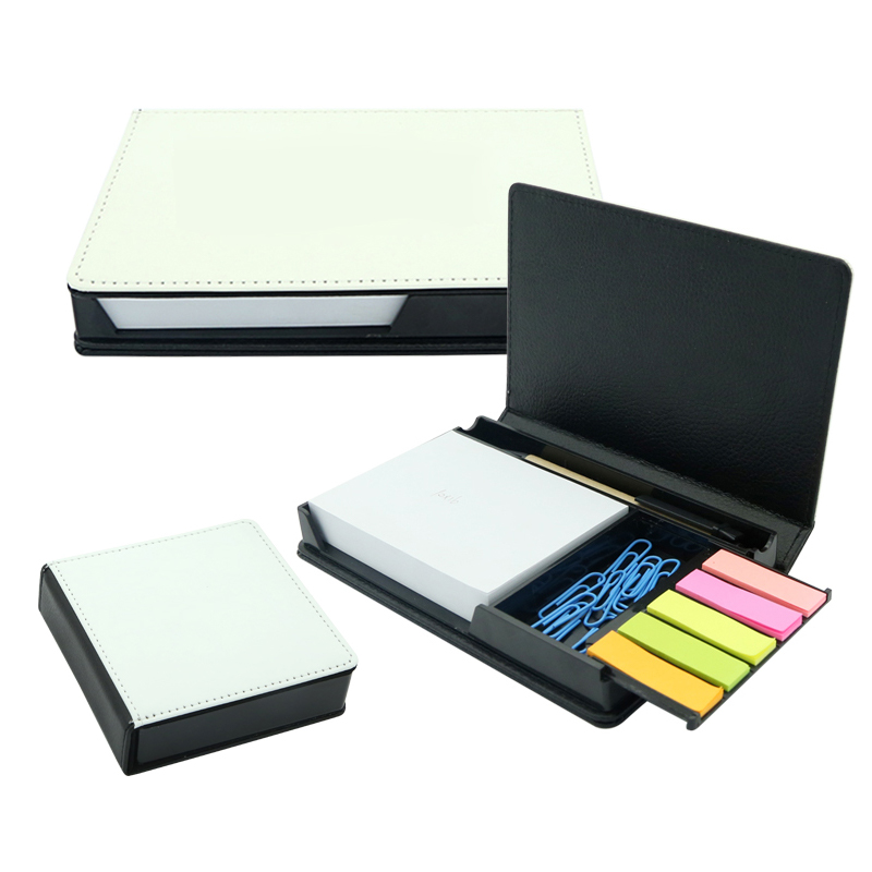 Boîte de notes autocollantes en similicuir par sublimation - Rectangulaire