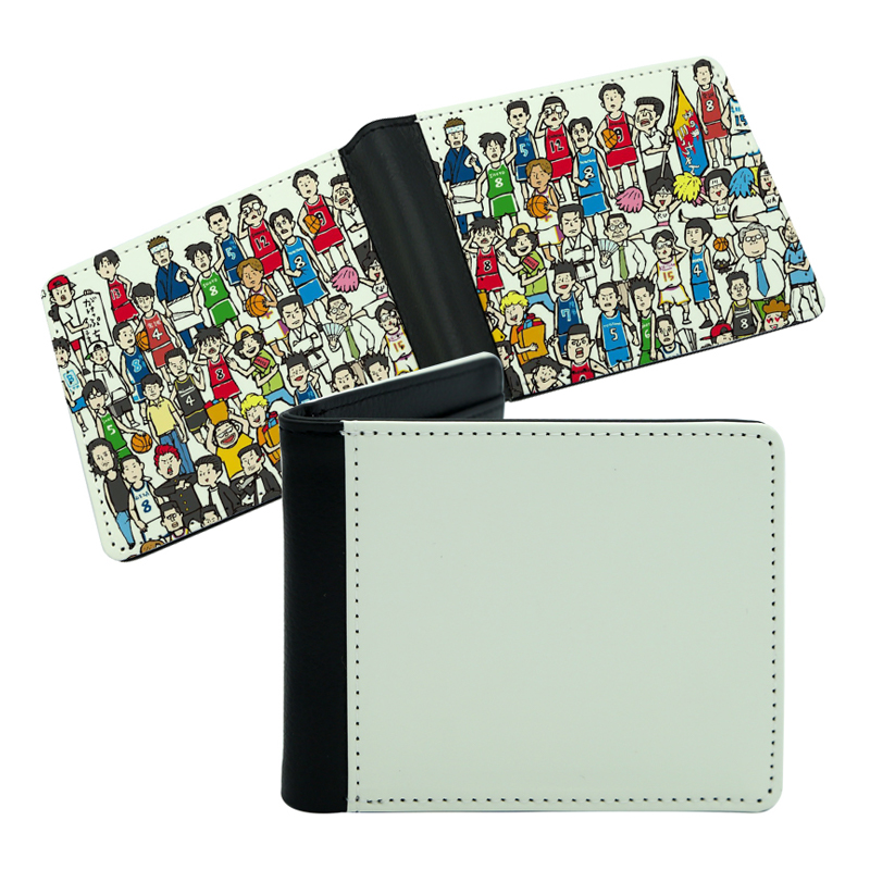 Portefeuille à deux volets en similicuir par sublimation pour hommes avec impression recto-verso