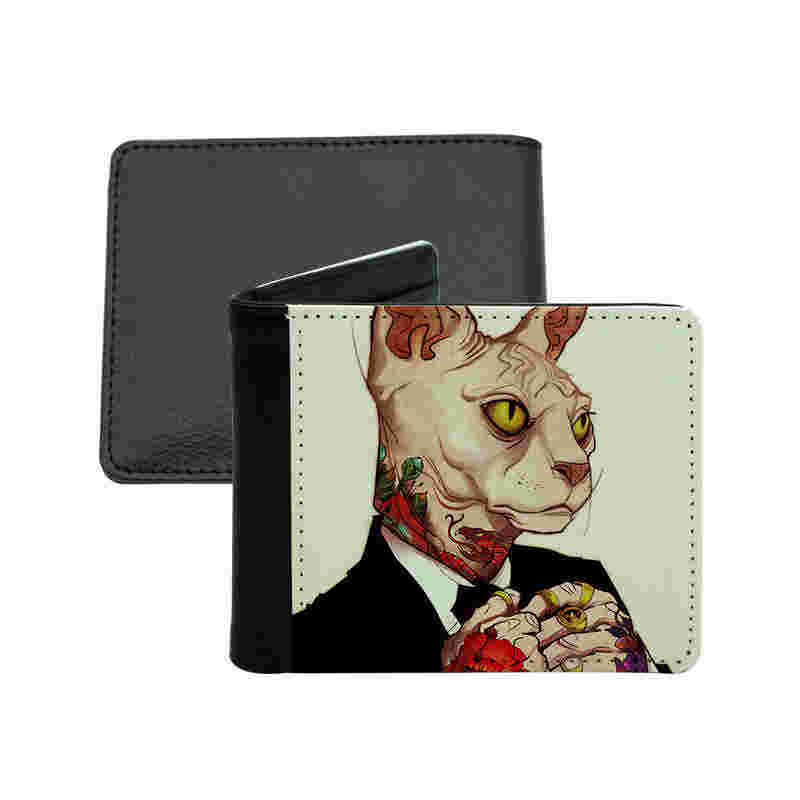 Portefeuille à deux volets en similicuir par sublimation pour hommes avec poche à monnaie