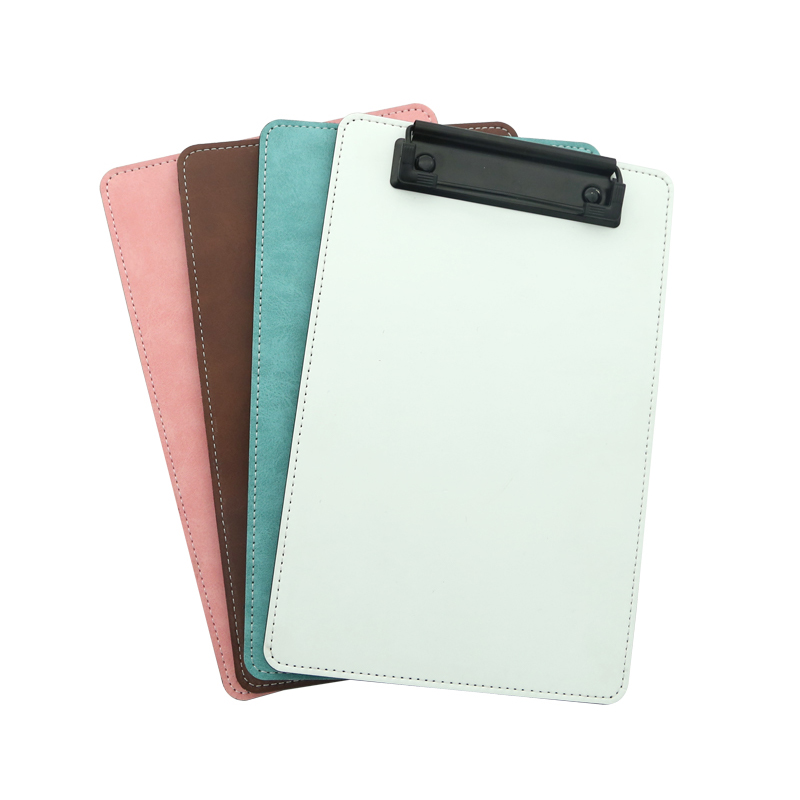 Presse-papiers en cuir PU par sublimation avec clip en métal - A4