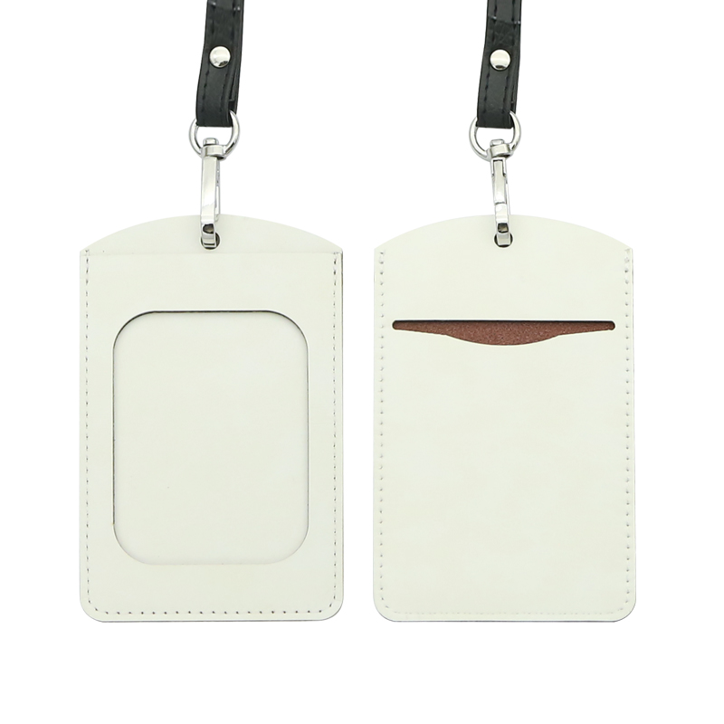 Porte-badge d'identification en similicuir par sublimation - Double couche de carte droite