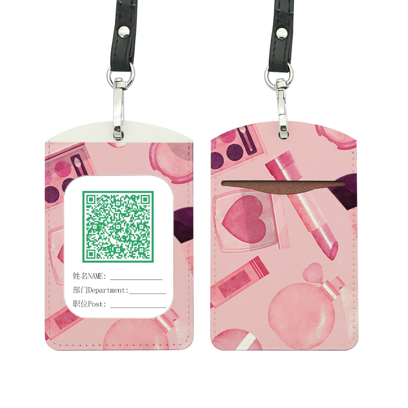 Porte-badge d'identification en similicuir par sublimation - Double couche de carte droite