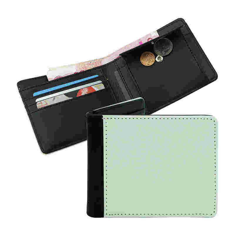 Portefeuille à deux volets en similicuir par sublimation pour hommes avec poche à monnaie