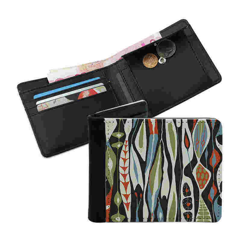 Portefeuille à deux volets en similicuir par sublimation pour hommes avec poche à monnaie