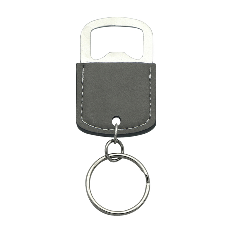 Porte-clés ouvre-bouteille ovale en similicuir laserable