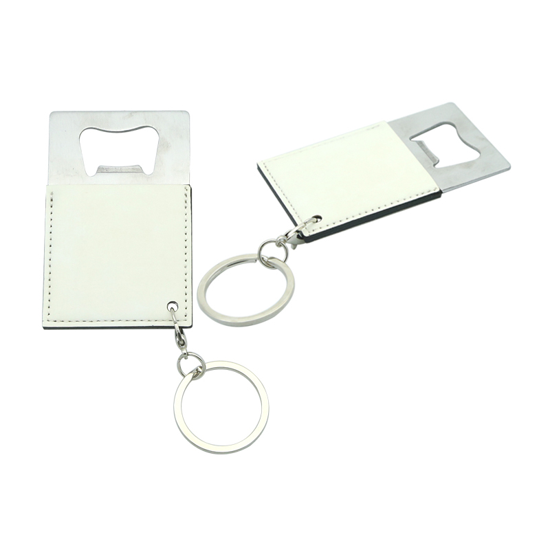 Ouvre-bouteille en forme de carte de crédit en acier inoxydable en similicuir par sublimation